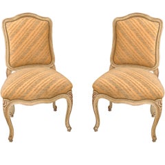 Pair of Maison Jansen French Painted Side Chairs
