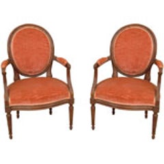 Pair of Late 19th Century Louis XVI Fruitwood Fauteuils 11