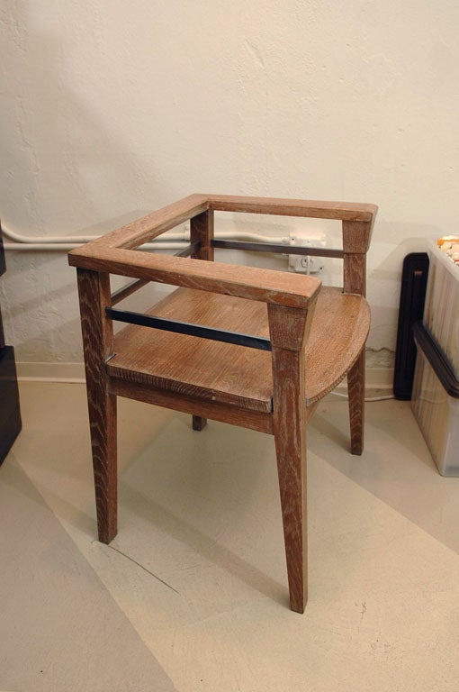 Cerused Oak and Steel Arm Chair by Juan Montoya For Sale 4