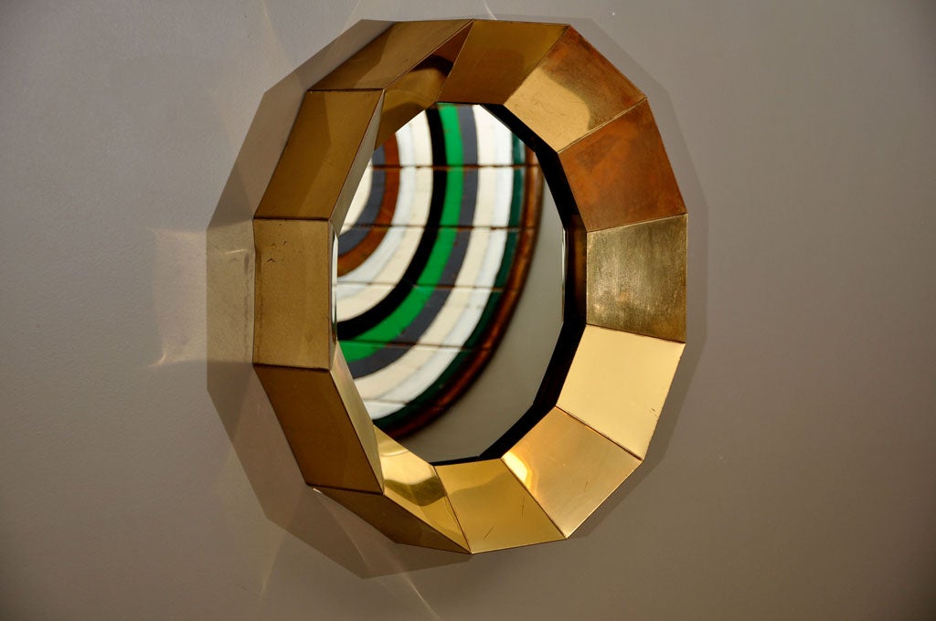 C. Jere Faceted Brass Mirror