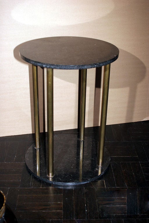 Pair  of 20th Century Side Tables with Circular Black Marble Top