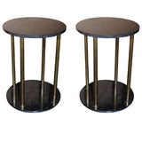 Pair  of 20th Century Side Tables with Circular Black Marble Top