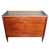 Late 18th C. Mahogany Commode with a Grey Marble Top