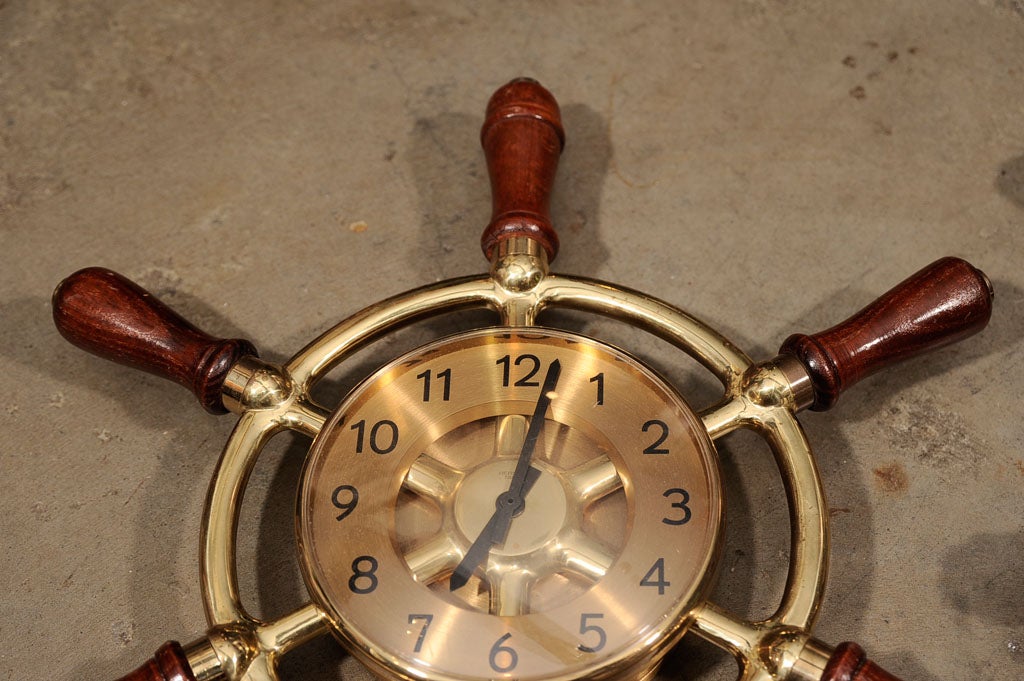 French Matched Hermes Ships Wheel Clock/Barometer