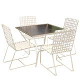 Case Study era glass table w/webbed chairs by Brown-Jordan