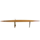 Vintage Rare surfboard table in walnut and steel by Paul Tuttle