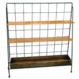 Case study era Iron and maple shelving unit with planter by Inco