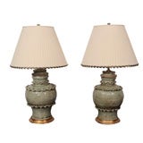 Vintage French Urn Pottery Lamps