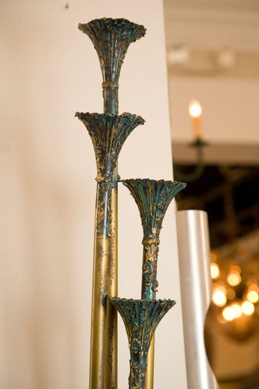 American Pair of Patina Brutalist Sconces - The Feldman Company