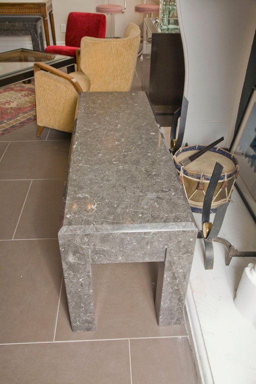Pair of Gray Marble Benches 1