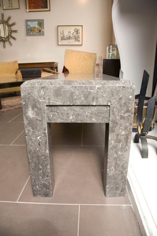 Pair of Gray Marble Benches 2