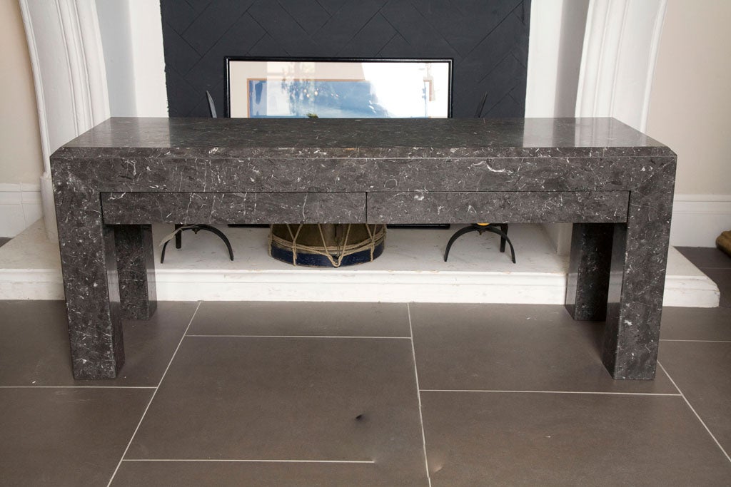 Pair of Gray Marble Benches 5