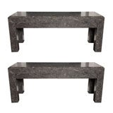 Pair of Gray Marble Benches