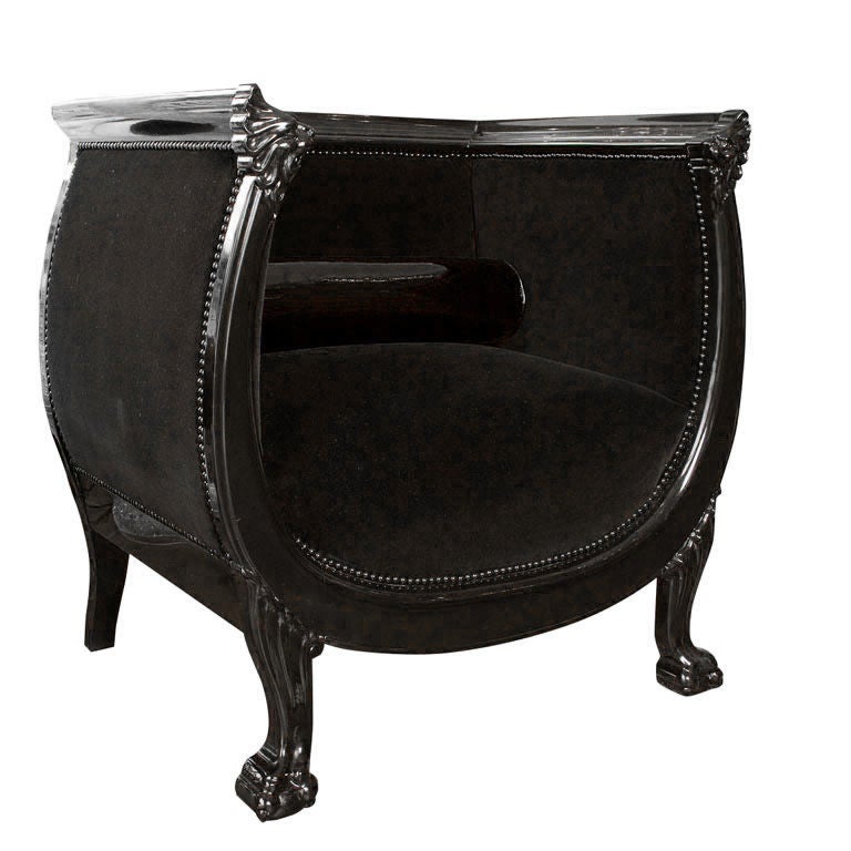 Victorian Chair in Black Lacquer and Belgian Velvet at 1stdibs