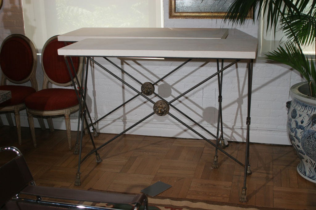 A Pair of Wrought Iron Console Tables