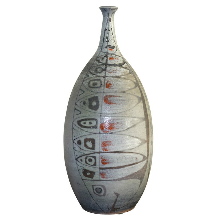 Large Mid-Century Ceramic Fish Vase For Sale