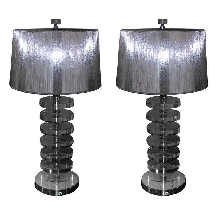 Two Contemporary Crystal Lamps For Sale