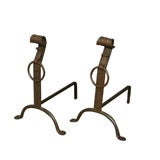 Pair of Early 20th Century Iron Andirons