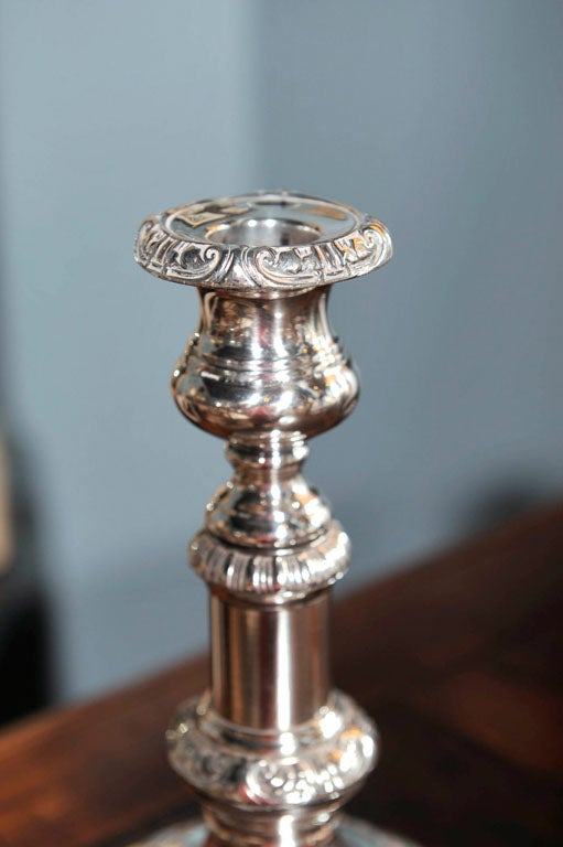 Pair of Sheffield Candlesticks In Good Condition In New York, NY