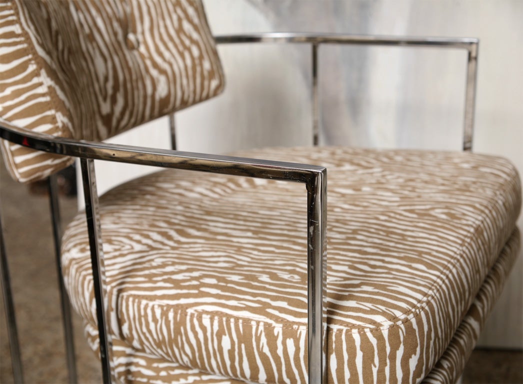 Pair of 70's Thayer Coggin Chrome Barrel Chairs at 1stdibs
