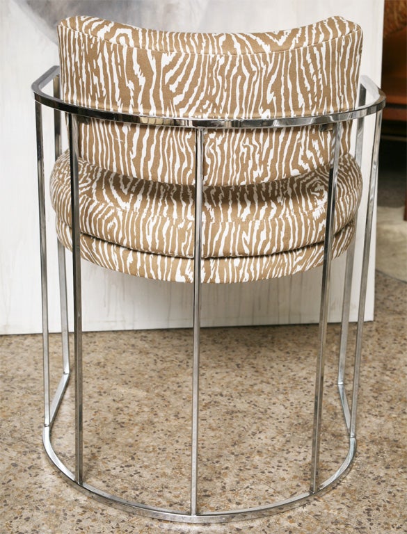 Pair of 70's Thayer Coggin Chrome Barrel Chairs at 1stdibs