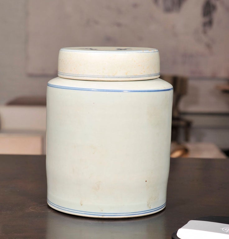 Pair of Chinese Glazed Tea Containers with Lid