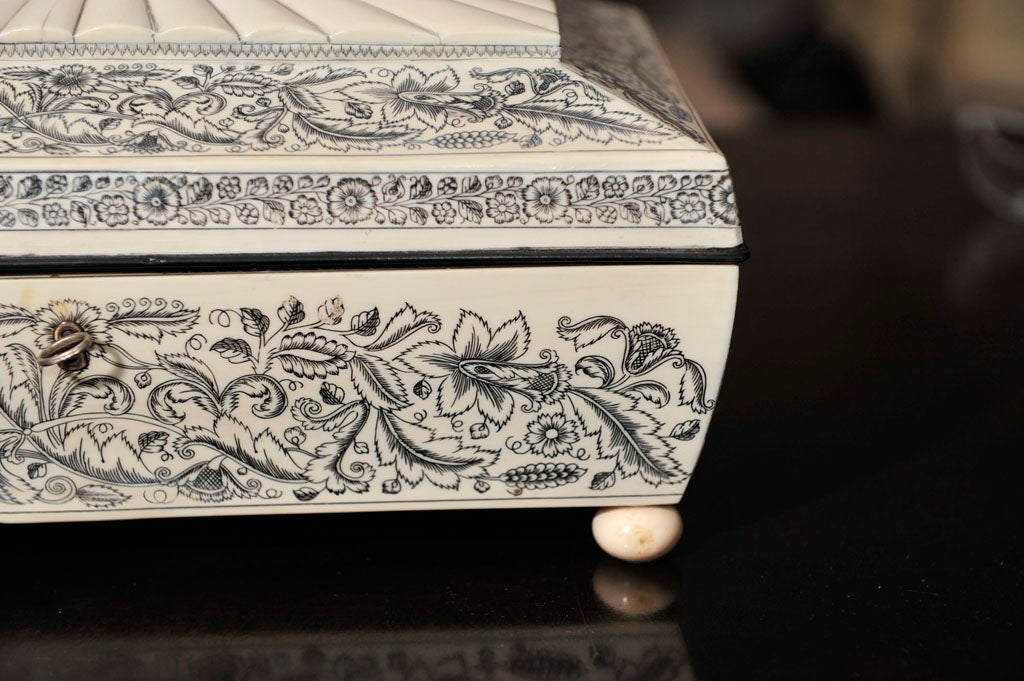 Anglo Indian Ebony and Ivory Sewing Box For Sale at 1stDibs