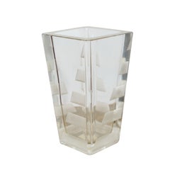 Carved and Sandblasted Glass Art Deco Vase by Jean Luce