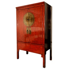 RED LACQUER CHINESE WEDDING CABINET