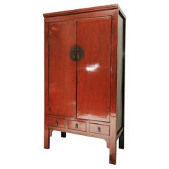 RED LACQUER CHINESE CABINET