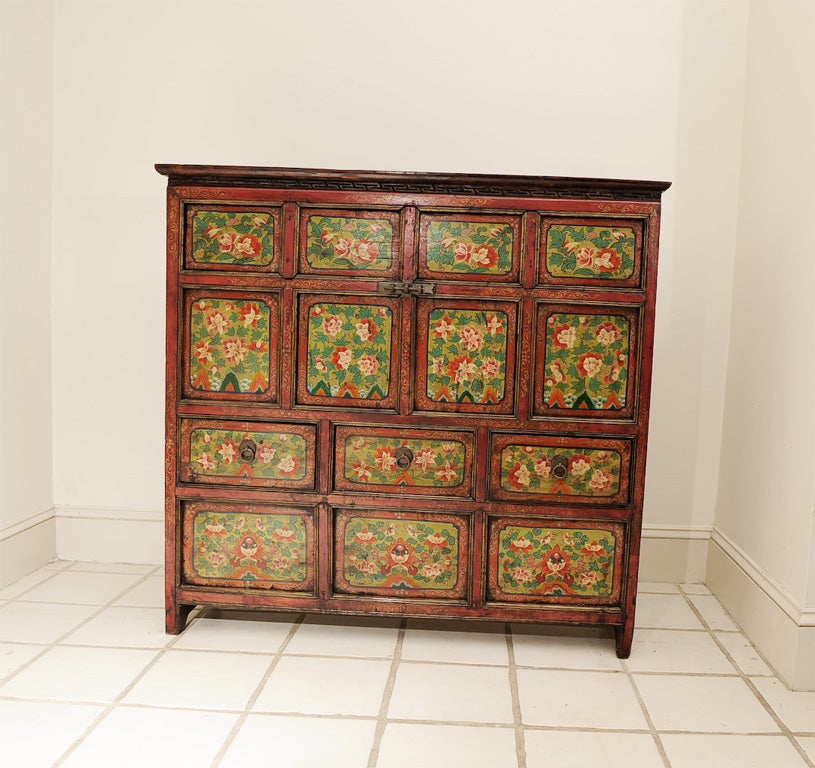 VERY NARROW TIBETAN CABINET