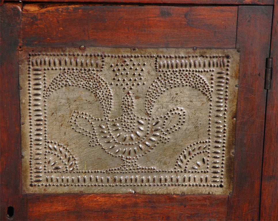 Walnut RARE 19THC WALNUT ORNATE MOON&STAR W/URN PUNCHTIN PIE SAFE