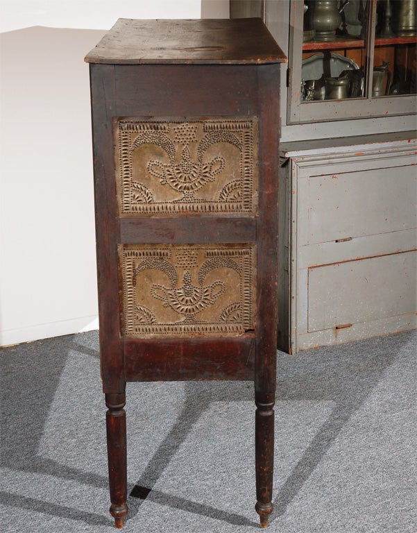 RARE 19THC WALNUT ORNATE MOON&STAR W/URN PUNCHTIN PIE SAFE 4