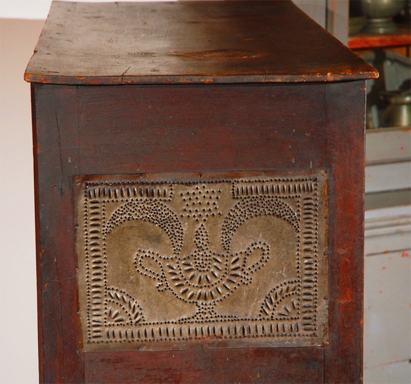RARE 19THC WALNUT ORNATE MOON&STAR W/URN PUNCHTIN PIE SAFE 5