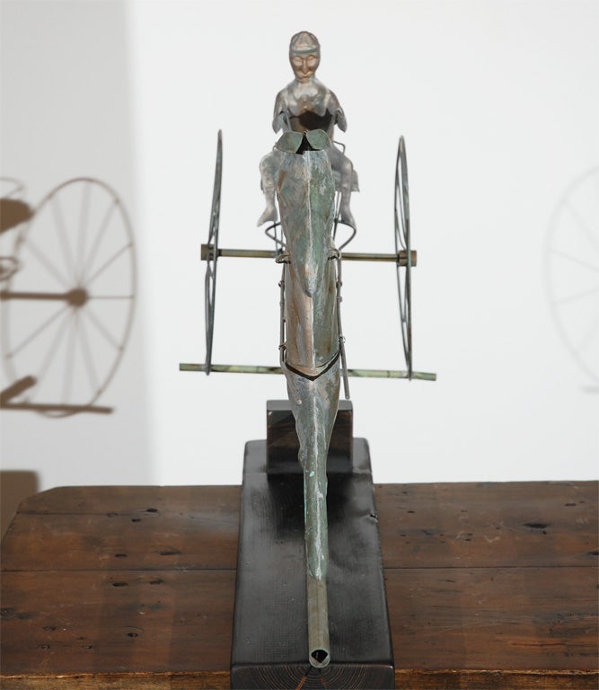 EARLY 20THC HORSE & RIDER WEATHERVANE W/PAINT OVER COPPER 1