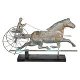 Vintage EARLY 20THC HORSE & RIDER WEATHERVANE W/PAINT OVER COPPER