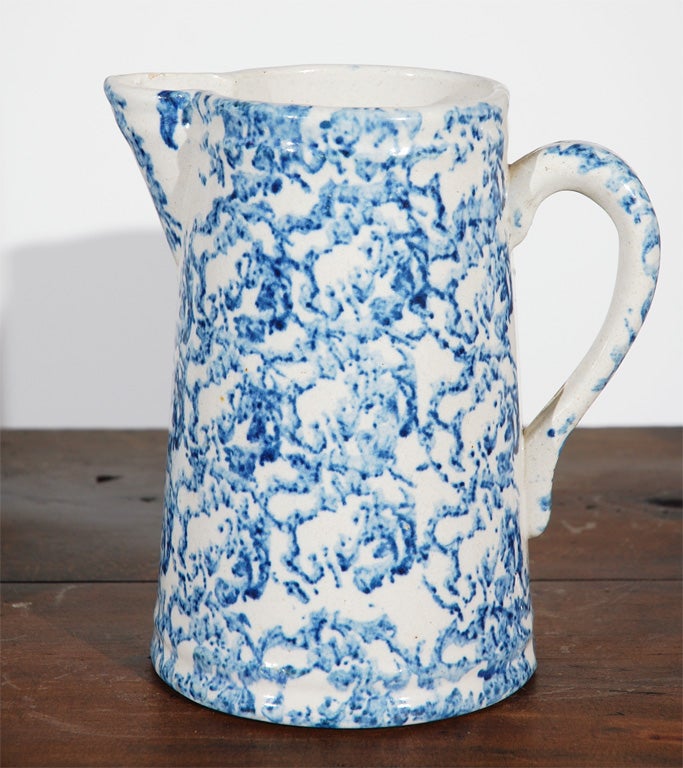 19THC SPONGEWARE/POTTERY PITCHERS