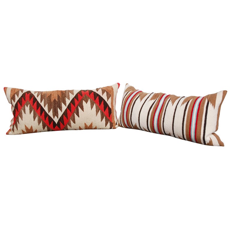 LARGE AUTHENTIC NAVAJO INDIAN WEAVING BOLSTER PILLOWS