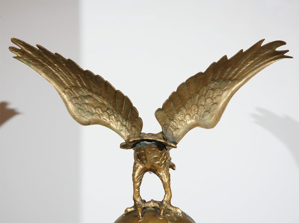 American RARE OVERSIZED EAGLE ON GLOBE IN SOLID BRASS/THE TOP   FLAG POLE