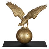 RARE OVERSIZED EAGLE ON GLOBE IN SOLID BRASS/THE TOP   FLAG POLE