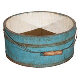 19THC ORIGINAL BLUE PAINTED NEW ENGLAND BAIL HANDLED PAIL