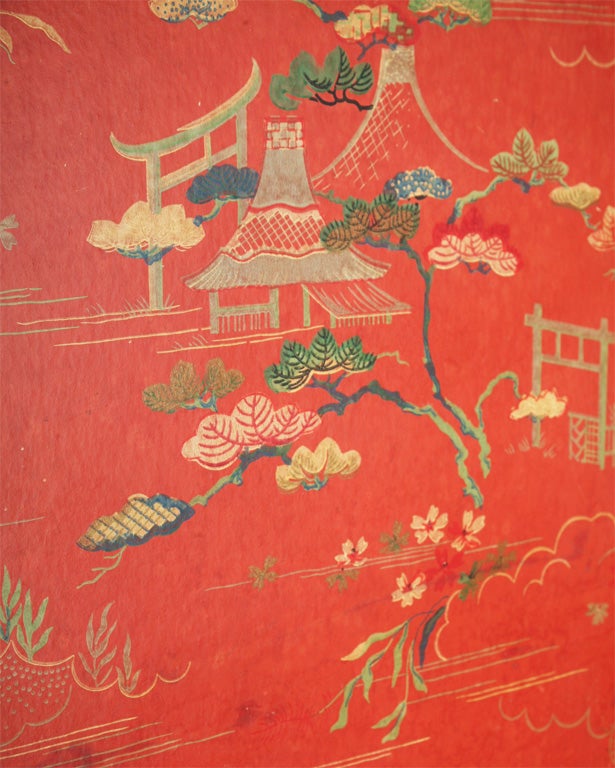 American Decorators Chinese Red Wall Paper Screen