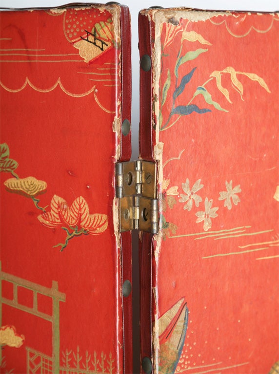 Wood Decorators Chinese Red Wall Paper Screen