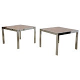 70's Milo Baughman side tables w/ faux patinated copper laminate