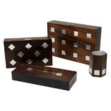 Hans Anderson - Rosewood & inlaid sterling silver accessories