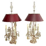 Pair of Crystal and Silver Plated Bouillotte lamps