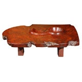 Direct carved burled redwood coffee table by J B Blunk