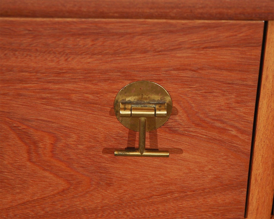 Custom made oak and teak dresser with brass pulls 1