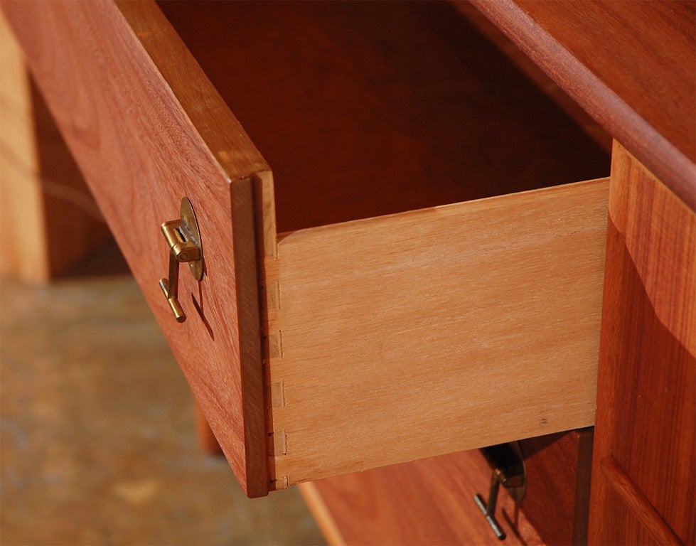 Custom made oak and teak dresser with brass pulls 4