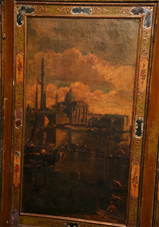 Rococo 18th and 19th Century Venetian Painted Three-Door Cabinet For Sale